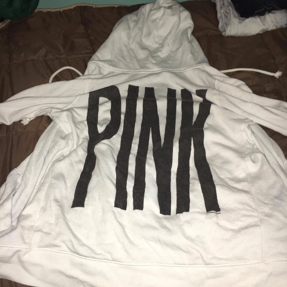 White Zip-up Hoodie from PINK